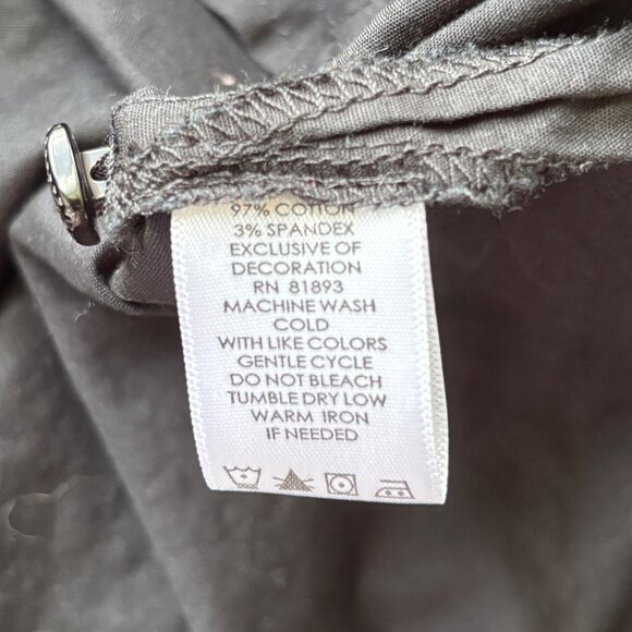 Susan Graver Style Black Button Up Collared Shirt Top Sz XL Cotton Lace Pin Tuck - Picture 8 of 9